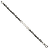 Sterling Silver Antiqued Brushed Fancy Box Link 6.00 x 48mm Rectangle Plate 8 inch ID Bracelet